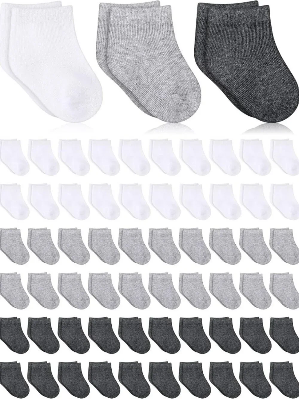 60 Pairs Newborn Baby Socks Bulk | Unisex Cotton Infant Anklets for Boys & Girls